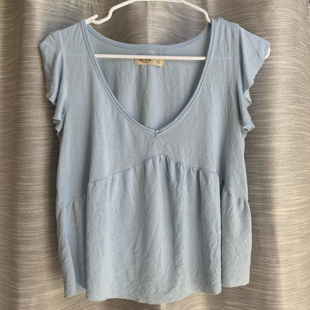 Hollister new blue ruffle peplum tank top